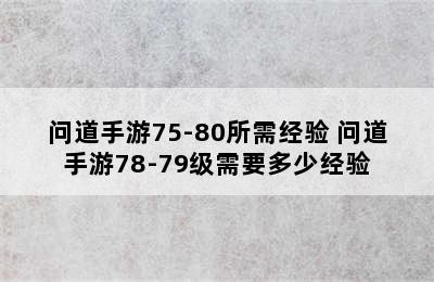 问道手游75-80所需经验 问道手游78-79级需要多少经验